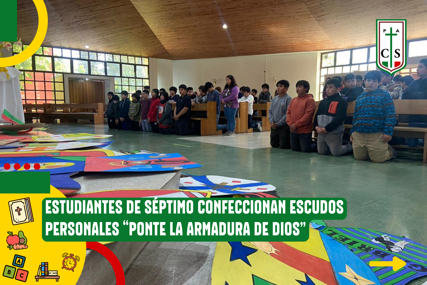 ESTUDIANTES DE SÉPTIMO CONFECCIONAN ESCUDOS PERSONALES “PONTE LA ARMADURA DE DIOS”