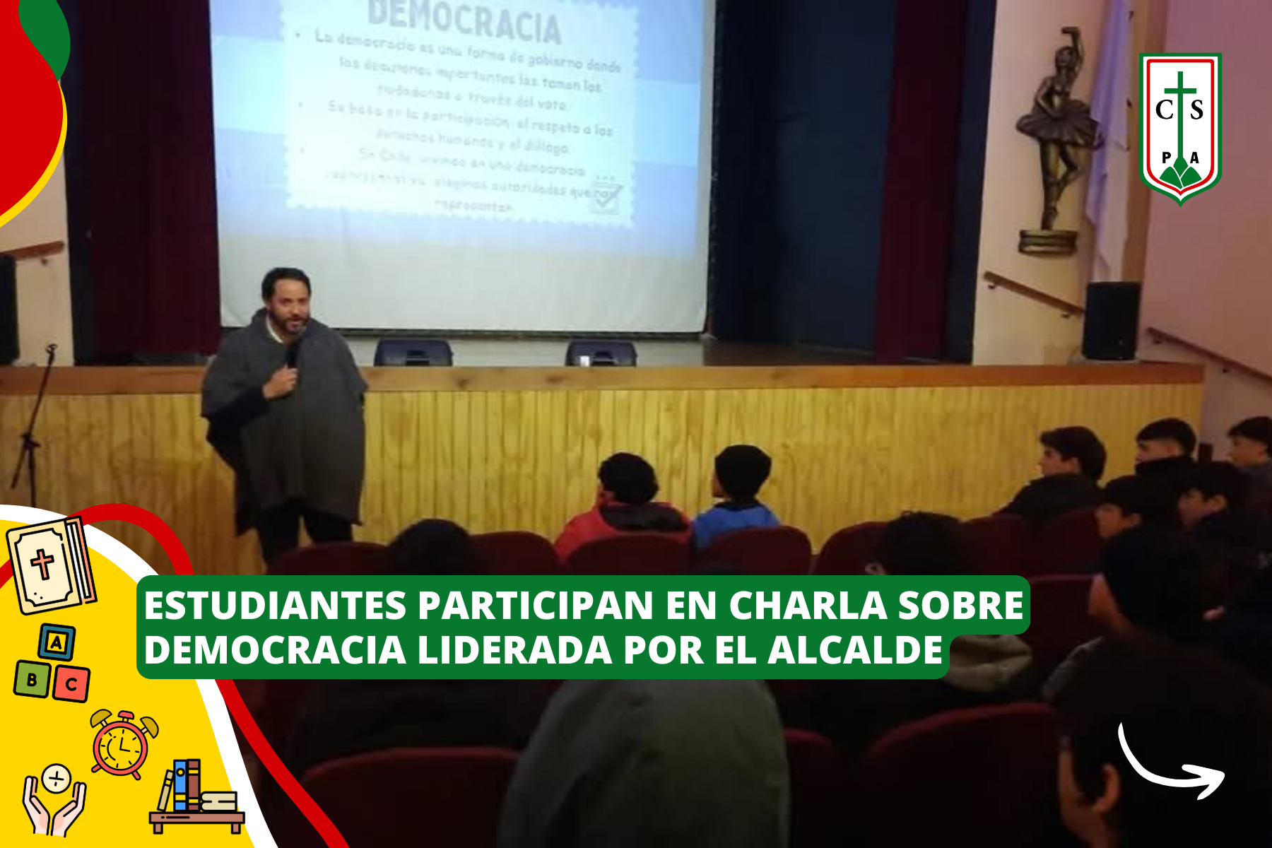 ESTUDIANTES PARTICIPAN EN CHARLA SOBRE DEMOCRACIA LIDERADA POR EL ALCALDE