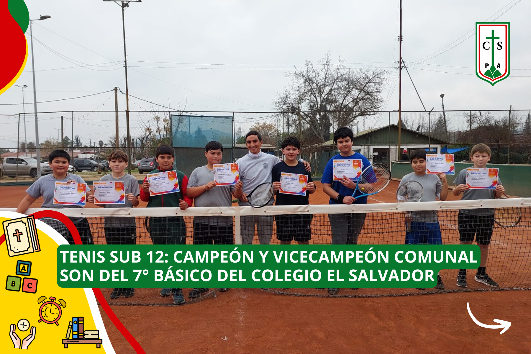 TENIS SUB 12: CAMPEÓN Y VICECAMPEÓN COMUNAL SON DEL 7° BÁSICO DEL COLEGIO EL SALVADOR