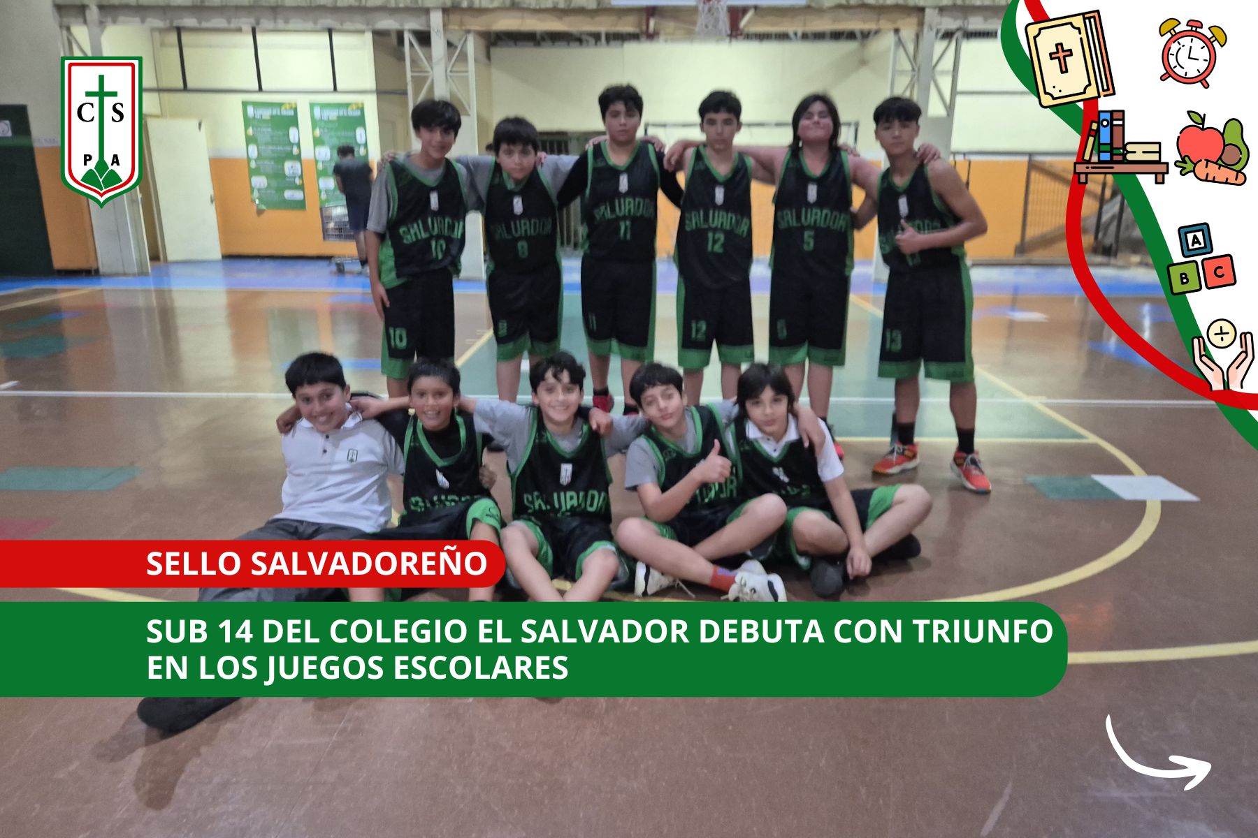 SUB 14 DEL COLEGIO EL SALVADOR DEBUTA CON TRIUNFO EN LOS JUEGOS ESCOLARES