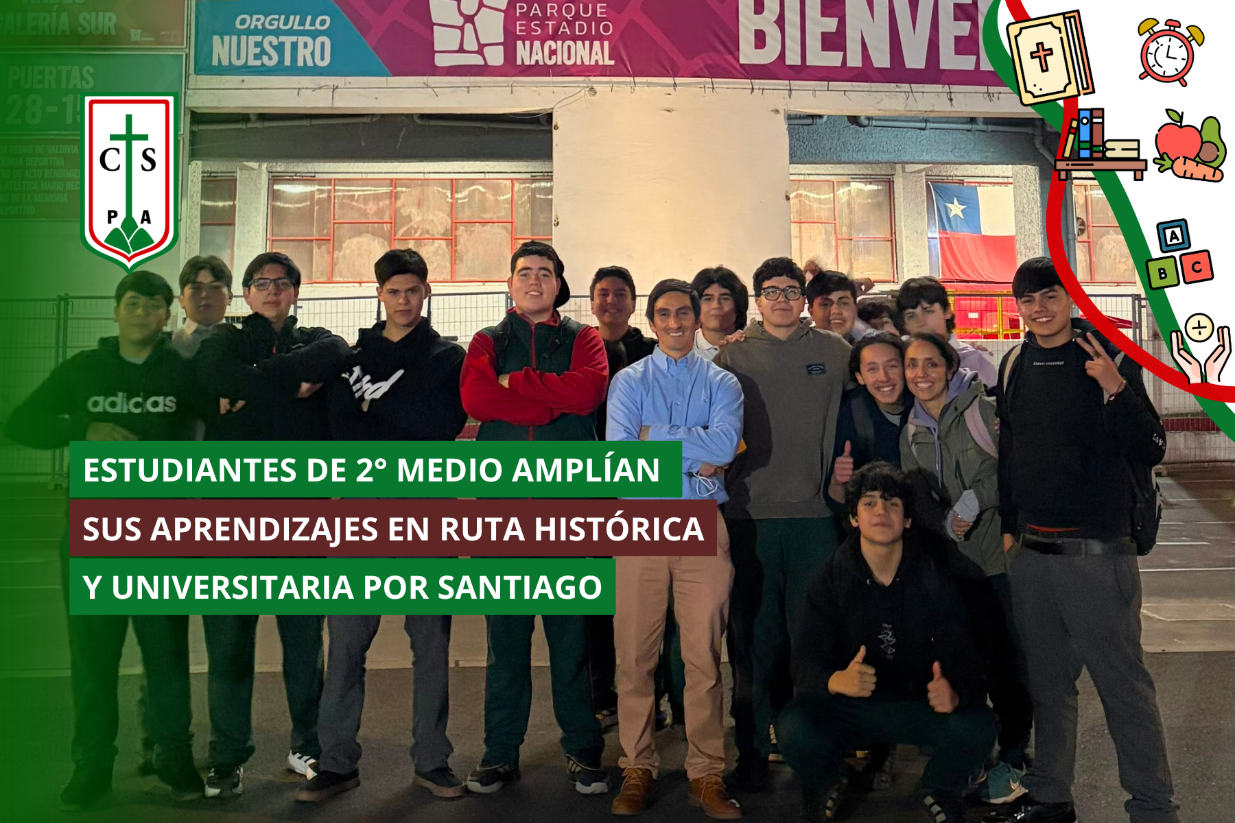 ESTUDIANTES DE 2° MEDIO AMPLÍAN SUS APRENDIZAJES EN RUTA HISTÓRICA Y UNIVERSITARIA POR SANTIAGO